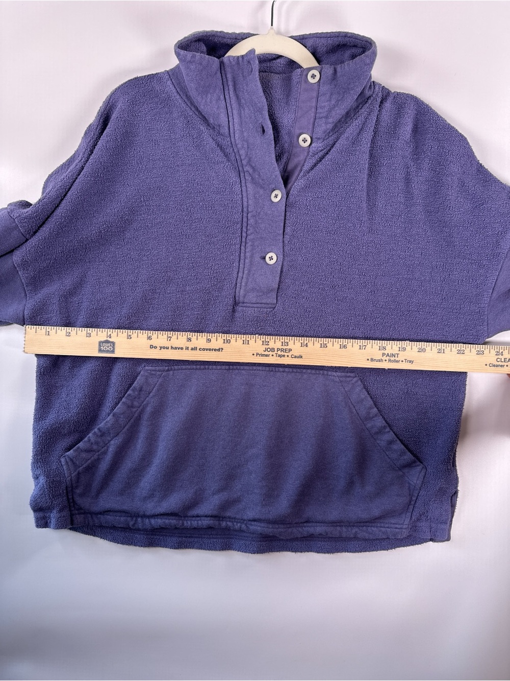REI Co-op Button Front Terry Pullover Hemp Cotton Purple Large - Picture 10 of 11